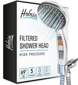 Filtered Shower Head with Handheld Shower Heads High Pressure 5 Spray Modes 3 Stage Hard Water Shower Filter with Stainless Steel Hose Adjective