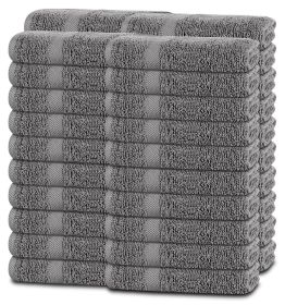 Charcoal Washcloths for Body and Face Towel Cotton Wash Cloths Bulk 48 Pack Flannel Spa Fingertip Wash Clothes 12x12 Inch Soft Absorbent Gym Towe
