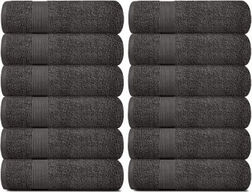 12 Pack Charcoal Color Resort Collection Soft Washcloth Face & Body Towel Set 12x12 inch Luxury Hotel Plush & Absorbent Cotton Washclothes