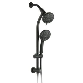 Drill-Free Stainless Steel Slide Bar Combo Rain Showerhead 7-Setting Hand, Dual Shower Head Spa System (Color: as Pic)